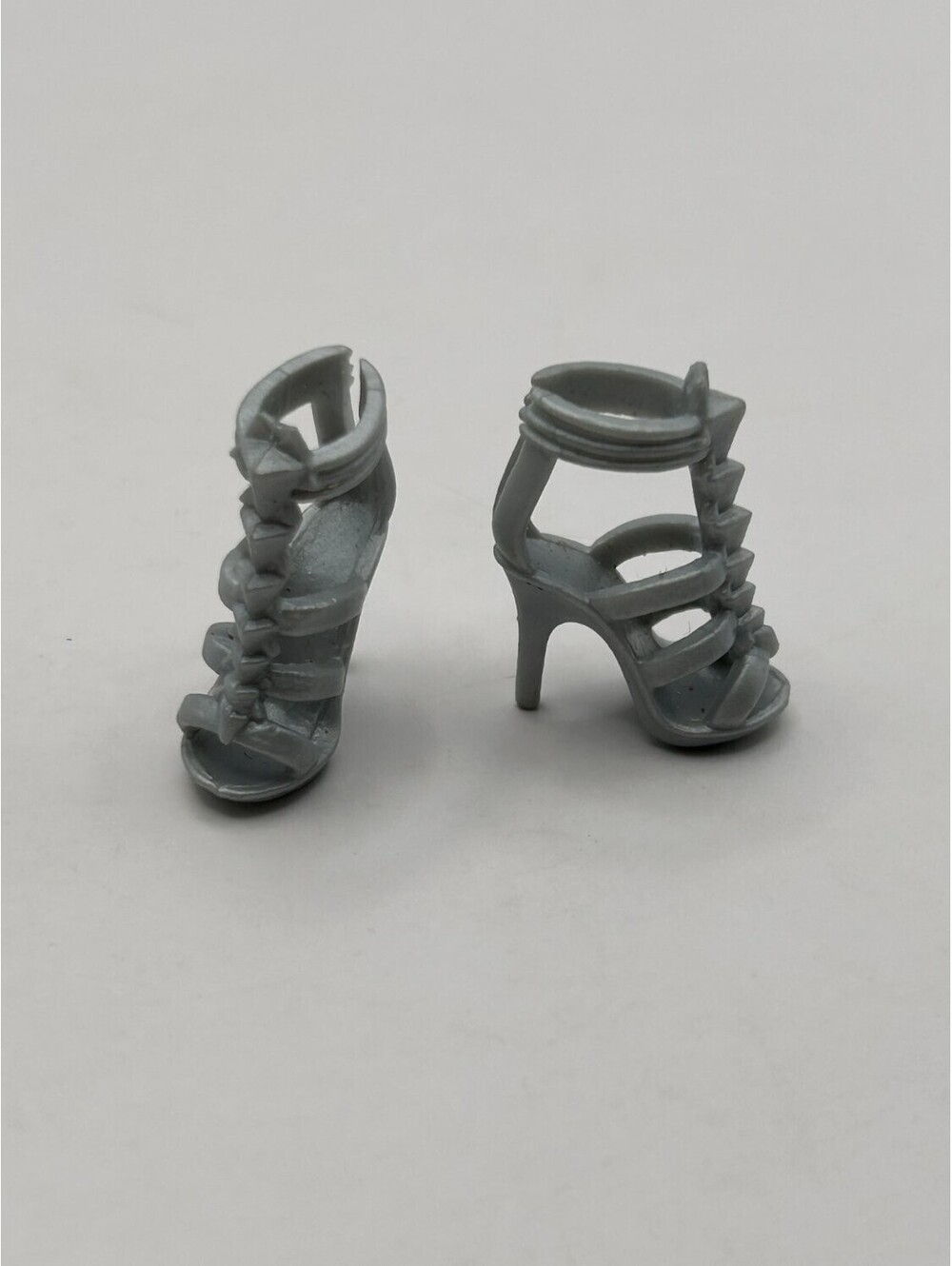 Gray Strappy Gladiator Heels Matching Pair Fashion Doll Shoes Sandals Used